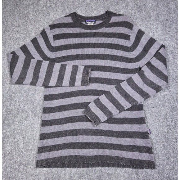 Patagonia Other - Patagonia Sweater Mens Small Gray Striped Lambswool Blend Crewneck Pullover